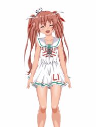 Rule 34 | 10s, 1girl, animated, animated gif, artist request, brown eyes, brown hair, dress, fang, hat, jumping, kantai collection, libeccio (kancolle), long hair, panties, sailor dress, school uniform, serafuku, striped clothes, striped panties, twintails, underwear, upskirt, very long hair
