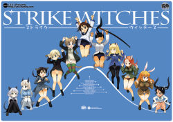 Rule 34 | 00s, 501st joint fighter wing, 6+girls, animal ears, black pantyhose, blue background, character name, charlotte e. yeager, eila ilmatar juutilainen, erica hartmann, everyone, eyepatch, francesca lucchini, gertrud barkhorn, glasses, holding, holding sword, holding weapon, jumping, lynette bishop, mao yu, military, military uniform, minna-dietlinde wilcke, miyafuji yoshika, multiple girls, no pants, one-piece swimsuit, panties, pantyhose, pantyshot, perrine h. clostermann, rabbit girl, rabbit tail, sakamoto mio, sanya v. litvyak, school swimsuit, simple background, strike witches, swimsuit, swimsuit under clothes, sword, tail, underwear, uniform, weapon, white pantyhose, world witches series