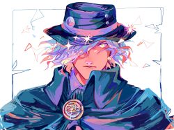 Rule 34 | 1boy, :|, bishounen, cape, closed mouth, edmond dantes (fate), epaya hakase, expressionless, fate/grand order, fate (series), fedora, formal, gloves, hair over one eye, hat, highres, jacket, long sleeves, looking at viewer, male focus, short hair, simple background, solo, suit, upper body, wavy hair, white hair, yellow eyes