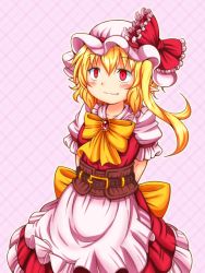 Rule 34 | ascot, bow, erechan, flandre scarlet, frilled shirt, frilled shirt collar, frilled skirt, frilled sleeves, frills, hat, hat ribbon, medium hair, mob cap, one side up, puffy short sleeves, puffy sleeves, red bow, red eyes, red ribbon, red skirt, red vest, ribbon, shirt, short sleeves, skirt, touhou, vest, white shirt, yellow ascot