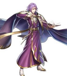 Rule 34 | 1boy, armor, book, boots, cape, circlet, fire emblem, fire emblem: the sacred stones, fire emblem heroes, full body, haru (toyst), highres, holding, holding book, lips, lyon (fire emblem), male focus, medium hair, nintendo, official art, parted lips, purple cape, purple eyes, purple hair, robe, shoulder armor, solo, standing, tassel, teeth, transparent background, turtleneck, white footwear, wide sleeves
