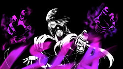 Rule 34 | baseball cap, can, character name, choker, disembodied limb, gas mask, graffiti, hat, highres, holding, holding can, hollow 555, isla (kof), jacket, looking at viewer, mask, monochrome, oversized clothes, paint, paint can, respirator, solo, spray can, spray paint, spraying, the king of fighters, the king of fighters xv