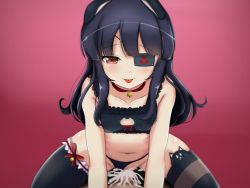 Rule 34 | 1boy, 1girl, absurdres, bell, black hair, breasts, cat cutout, choker, cleavage cutout, clothing aside, clothing cutout, collarbone, cowgirl position, cum, drawfag, eyepatch, girl on top, hetero, highres, lace trim, lips, long hair, male pubic hair, mirai (senran kagura), navel, panties, panties aside, penis, pubic hair, red eyes, ribbon, senran kagura, sex, small breasts, smile, straddling, striped, thighhighs, tongue, tongue out, uncensored, underwear