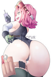 Rule 34 | 1girl, ass, boku no hero academia, hatsume mei, hot vr, looking at viewer, open mouth, pink hair, solo
