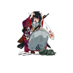 Rule 34 | 1girl, ahoge, bayonet, black hair, black pantyhose, broken, broken statue, broken weapon, c:, clothing request, flower, flower request, full body, geta, girls&#039; frontline, gun, gun on back, hair flower, hair ornament, hands on own head, japanese clothes, karei, kimono, long hair, official alternate costume, official art, omikuji, open mouth, panicking, pantyhose, red eyes, red kimono, simple background, smile, solo, squatting, statue, submachine gun, transparent background, turtle, type 100 (girls&#039; frontline), type 100 (kagura in black) (girls&#039; frontline), type 100 smg, very long hair, weapon, weapon on back, white footwear, white kimono, zipper