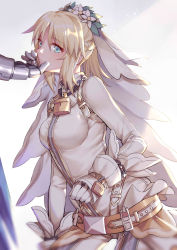 Rule 34 | 10s, 2girls, absurdres, artoria pendragon (all), artoria pendragon (fate), blue eyes, blush, bodysuit, braid, breasts, bridal veil, chain, closed mouth, cosplay, cowboy shot, fate/extra, fate/extra ccc, fate/grand order, fate/stay night, fate (series), flower, gauntlets, gloves, hair flower, hair ornament, hand on another&#039;s chin, highres, lock, medium breasts, mordred (fate), mordred (fate/apocrypha), multiple girls, nero claudius (bride) (fate), nero claudius (fate), nero claudius (fate) (all), out of frame, padlock, ponytail, saber (fate), saber bride, saber bride (cosplay), sidelocks, solo focus, veil, white flower, white gloves, yorukun, yuri