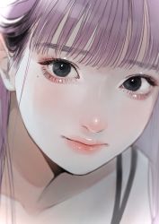 Rule 34 | 1girl, black eyes, close-up, closed mouth, highres, light smile, looking at viewer, mole, mole under eye, original, purple hair, smile, solo, tsunko (9v2 q)