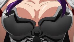 Rule 34 | 1girl, animated, animated gif, armor, bikini armor, bouncing breasts, breast focus, breasts, close-up, large breasts, magi the labyrinth of magic, myers, purple hair, solo