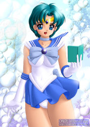 Rule 34 | 1990s (style), 1girl, bishoujo senshi sailor moon, blue hair, bubble, computer, mizuno ami, onoe, sailor mercury, solo, tagme, tiara