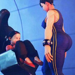 Rule 34 | 2girls, 3d, age difference, alternate costume, animated, animated gif, ass, ass focus, blue bodysuit, bodysuit, bracelet, breasts, brown hair, capcom, chun-li, double bun, face to breasts, female focus, fetal position, hair bun, hug, huge ass, indoors, jewelry, jiggle, large breasts, li-fen, looking at another, multiple girls, official alternate costume, sitting, size difference, skin tight, solo focus, spiked bracelet, spikes, street fighter, street fighter v, thigh gap, wide hips