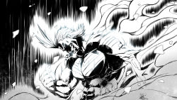 Rule 34 | 10s, 1boy, all might, blood, blood from mouth, boku no hero academia, costume, flexing, greyscale, grin, highres, huang dian, male focus, monochrome, motion blur, muscular, smile, solo, torn clothes, transformation, upper body, yagi toshinori