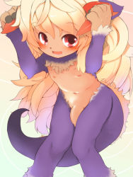 Rule 34 | 1boy, animal ears, behemoth, blonde hair, blush, fuyuno mikan, gradient background, male focus, open mouth, penis, red eyes, smile, solo