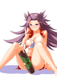 Rule 34 | 10s, 1girl, barefoot, blush, breasts, convenient censoring, earrings, female focus, jewelry, jun&#039;you (kancolle), kadan (ad1999), kantai collection, large breasts, long hair, magatama, nipple slip, nipples, purple eyes, purple hair, scroll, sitting, skirt, solo, spiked hair, torn clothes