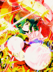 Rule 34 | 1girl, absurdres, aiming, aiming at viewer, ascot, bad id, bad pixiv id, collared shirt, colored eyelashes, colorful, danmaku, day, energy ball, eyebrows, flower, green hair, hair between eyes, highres, holding, holding umbrella, kazami yuuka, light rays, looking at viewer, materializing, open hand, parasol, petals, philocne, plaid, plaid skirt, plaid vest, red eyes, shirt, short hair, short sleeves, skirt, solo, sunflower, sunlight, touhou, umbrella, unamused, vest, wavy hair, wind