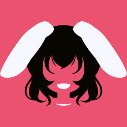 Rule 34 | 1girl, animal ears, black hair, blending, flat color, highres, inaba tewi, limited palette, maskin mei, minimalism, no eyes, no lineart, portrait, rabbit ears, rabbit girl, red background, short hair, silhouette, simple background, solo, touhou, wavy hair
