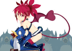 Rule 34 | 1girl, belt bra, bird, black choker, black footwear, black gloves, black shorts, blush, boots, censored, choker, closed mouth, commentary request, demon girl, demon tail, demon wings, designer123, disgaea, earrings, etna (disgaea), expressionless, flat chest, full body, gloves, hair between eyes, jewelry, knee boots, latex, latex boots, latex gloves, long bangs, looking at viewer, looking to the side, micro shorts, mosaic censoring, penguin, pointy ears, prinny, red eyes, red hair, red thighhighs, red wings, short hair, shorts, sidelocks, simple background, skull earrings, tail, thighhighs, two side up, white background, wings