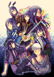 Rule 34 | 00s, 1boy, alternate costume, animal ears, black eyes, black hair, boots, closed eyes, costume chart, knee boots, kuga asumi, long hair, male focus, md5 mismatch, multiple persona, official alternate costume, ponytail, rabbit ears, repede (tales), resolution mismatch, source larger, star (symbol), sword, tales of (series), tales of vesperia, weapon, yuri lowell