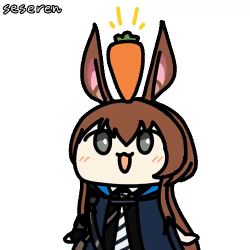 Rule 34 | 1girl, amiya (arknights), animal ears, animated, animated gif, arknights, carrot, lowres, open mouth, seseren