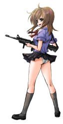 Rule 34 | 1girl, ass, gun, original, panties, rifle, school uniform, serafuku, solo, tachibana koo, underwear, weapon