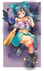 Rule 34 | 1girl, asymmetrical clothes, asymmetrical footwear, blue eyes, bow, breasts, cape, female focus, hair bow, highres, long hair, makarori, mismatched footwear, naughty face, reiuji utsuho, ribbon, solo, touhou, wings