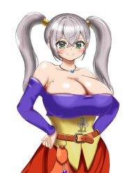 Rule 34 | breasts, cleavage, cosplay, dragon quest, dragon quest viii, green eyes, highres, jessica albert, jessica albert (cosplay), large breasts, mole, mole on breast, smile, twintails
