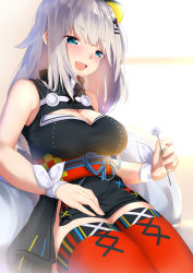 Rule 34 | 1girl, bad id, bad pixiv id, bare shoulders, bed, black dress, blush, breasts, cleavage cutout, clothing cutout, curtains, d-pad, d-pad hair ornament, dantes ward, dress, hair down, hair ornament, hairclip, highres, indoors, japanese clothes, kaguya luna, kimono, lap pillow invitation, large breasts, legs together, long hair, looking at viewer, medium breasts, mimikaki, obi, on floor, open mouth, pillow, red thighhighs, ribbon, sash, seiza, short kimono, side slit, silver hair, sitting, sleeveless, sleeveless dress, smile, solo, the moon studio, thighhighs, thighs, virtual youtuber, white ribbon, window, wrist ribbon, x hair ornament, zettai ryouiki