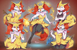 Rule 34 | 1girl, :3, ^ ^, animal ear fluff, animal ears, animal feet, animal nose, arms behind back, artist name, bare shoulders, barefoot, black eyes, black fur, black shirt, blue outline, body fur, bottomless, braixen, breast conscious, breasts, claws, closed eyes, closed mouth, clothes writing, completely nude, constricted pupils, cowboy shot, creatures (company), cropped legs, crossed arms, dated, ed edd n eddy, english text, facial mark, fang, feet, female focus, fire, forehead mark, fox ears, fox girl, fox tail, full body, furry, furry female, game freak, gameplay mechanics, gen 6 pokemon, grabbing own breast, groin, half-closed eyes, hands up, happy, holding, holding stick, knees together feet apart, leg up, legs, looking at viewer, multicolored fur, multiple views, navel, neck fur, nintendo, no nipples, nude, one eye closed, open mouth, outline, outstretched arm, personification, plank (ed edd n eddy), pokemon, pokemon (creature), purplelemons, pyrokinesis, raised eyebrows, red background, red eyes, scared, seigaiha, shiny skin, shirt, signature, skull and crossbones, sleeveless, sleeveless shirt, small breasts, smile, snout, split mouth, standing, standing on one leg, stick, stomach, tail, tears, thighs, tongue, tongue out, trembling, upper body, water, white fur, wide-eyed, wink, yellow fur
