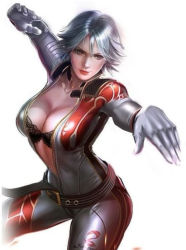 Rule 34 | 1girl, bra, breasts, brown eyes, christie (doa), cleavage, dead or alive, large breasts, official art, short hair, silver hair, solo, underwear