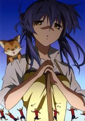 Rule 34 | 00s, apron, cat, clannad, sagara misae, sleeves rolled up, solo, stick