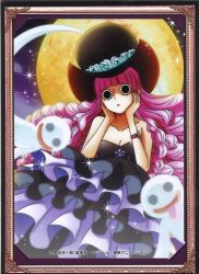 Rule 34 | 1girl, breasts, devil fruit, dress, drill hair, ghost, hat, horo horo no mi, long hair, looking at viewer, moon, night, night sky, official art, one piece, perona, pink hair, sky, solo, toei animation, very long hair