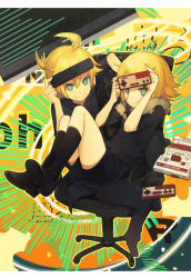 Rule 34 | + +, 1boy, 1girl, :q, ahoge, aki (mare desiderii), black socks, blonde hair, brother and sister, chair, controller, famicom, formal, fur collar, game console, game controller, green eyes, kagamine len, kagamine rin, kneehighs, legs, office chair, remocon (vocaloid), remote control, remote control (vocaloid), short hair, siblings, sitting, sitting on lap, sitting on person, smile, socks, swivel chair, symbol-shaped pupils, tongue, tongue out, twins, vocaloid