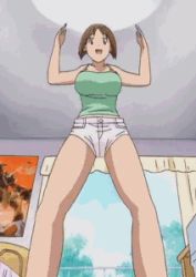 Rule 34 | 00s, 10s, 1girl, animated, animated png, bouncing breasts, breasts, brown eyes, brown hair, hinako (issho ni training), indoors, issho ni training, large breasts, lowres, no bra, solo, tank top