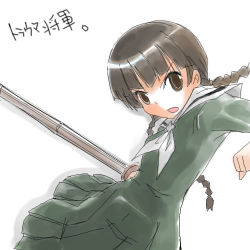 Rule 34 | 00s, 1girl, hondasonemi, lowres, maria-sama ga miteru, shimazu yoshino, shinai, simple background, solo, sword, weapon, white background