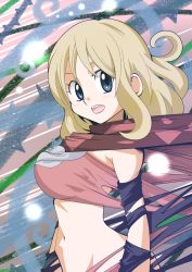 Rule 34 | 1girl, blonde hair, blue eyes, breasts, elbow gloves, gloves, hainchu, highres, large breasts, long hair, open mouth, original, scarf, smile, solo, torn clothes, yamagata korisa
