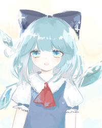 Rule 34 | 1girl, absurdres, aqua hair, blue bow, blue eyes, blunt bangs, bow, cirno, eyebrows hidden by hair, hair bow, highres, ice, light blush, looking at viewer, medium hair, nox (noxiesart), open mouth, solo, touhou, upper body