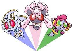 Rule 34 | :&gt;, artist request, colored sclera, creatures (company), diancie, flying, full body, game freak, gen 6 pokemon, gen 7 pokemon, green eyes, grin, hoopa, hoopa (confined), horns, jewelry, legendary pokemon, looking at viewer, looking to the side, magearna, magearna (normal), mythical pokemon, nintendo, no humans, parody, pokemon, pokemon (creature), powerpuff girls, red eyes, ring, simple background, smile, style parody, transparent background, what, yellow sclera