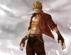 Rule 34 | 1boy, blonde hair, male focus, muccky, rain, shen woo, smile, snk, solo, the king of fighters
