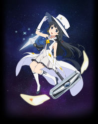 Rule 34 | 1girl, black hair, hat, highres, houkago no pleiades, itsuki (houkago no pleiades), long hair, official art, solo, star (symbol), starry background