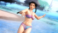 Rule 34 | 1girl, 3d, beach, bikini, black hair, breasts, dead or alive, dead or alive 5, highres, large breasts, ocean, official art, official wallpaper, pai chan, swimsuit, tecmo, virtua fighter, wallpaper