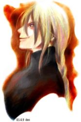 Rule 34 | 1boy, closed mouth, evil smile, from side, gensou suikoden, gensou suikoden iii, lips, lowres, male focus, profile, shaded face, smile, smirk, solo, yuber (suikoden)