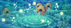 Rule 34 | artist request, bubble, coral, creatures (company), game cg, game freak, house, light particles, nintendo, no humans, official art, outdoors, pokemon, pokemon mystery dungeon, pokemon mystery dungeon: rescue team dx, rock, scenery, seafloor, stairs, third-party source, underwater, wide shot
