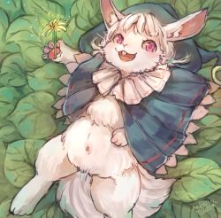 Rule 34 | androgynous, rabbit, flower, furry, gender request, hat, nature, nekotsuki, open mouth, pink eyes, plant, solo, white hair