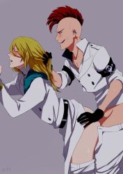 Rule 34 | 2boys, against wall, anal, bazz-b, blonde hair, jugram haschwalth, male focus, male penetrated, multiple boys, naughty face, red hair, ronisuke, sex, tagme, yaoi
