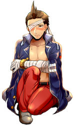 Rule 34 | 1boy, bandages, blush, brown hair, ace attorney, phoenix wright: ace attorney - dual destinies, male focus, apollo justice, solo, sweat, tagme, undressing