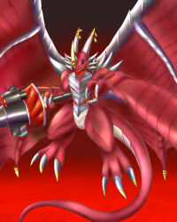 Rule 34 | digimon, digimon (creature), dragon, examon, lance, looking at viewer, no humans, polearm, solo, tail, weapon, wings