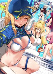 Rule 34 | 6+girls, :d, ;d, ahoge, animal ear fluff, animal ears, artist name, artoria pendragon (fate), ass, ball, bare shoulders, baseball cap, bb (fate), bb (fate) (all), bb (swimsuit mooncancer) (fate), bb (swimsuit mooncancer) (first ascension) (fate), bikini, bikini under clothes, black bikini, black gloves, black jacket, blonde hair, blue bikini, blue eyes, blue headwear, blush, bracelet, breasts, can, choker, cleavage, clenched hands, collarbone, competition swimsuit, day, ears through headwear, fate/grand order, fate (series), fox ears, fox tail, glasses, gloves, hair between eyes, hair ornament, hair over one eye, hair ribbon, hair through headwear, hair tie in mouth, hands up, hat, hews, highres, holding, holding ball, holding can, holding hair, jacket, jeanne d&#039;arc alter (swimsuit berserker) (fate), jeanne d&#039;arc (fate), jeanne d&#039;arc (ruler) (fate), jeanne d&#039;arc (swimsuit archer) (fate), jeanne d&#039;arc (swimsuit archer) (second ascension) (fate), jeanne d&#039;arc alter (fate), jeanne d&#039;arc alter (swimsuit berserker) (fate), jewelry, large breasts, long hair, looking at viewer, mash kyrielight, mash kyrielight (swimsuit of perpetual summer), medb (fate), medb (swimsuit saber) (fate), medb (swimsuit saber) (second ascension) (fate), medium breasts, minamoto no raikou (fate), minamoto no raikou (fate/grand order), minamoto no raikou (swimsuit lancer) (fate), mouth hold, multiple girls, mysterious heroine x (fate), mysterious heroine xx (fate), navel, o-ring, o-ring bikini, official alternate costume, one-piece swimsuit, one eye closed, open mouth, pink hair, ponytail, purple bikini, purple eyes, purple hair, ribbon, scathach (fate), scathach (fate/grand order), scathach (swimsuit assassin) (fate), shirt, short hair, shrug (clothing), side-tie bikini bottom, side ponytail, sideways hat, silver hair, sitting, skirt, smile, sparkle, star (symbol), straw hat, sun hat, sweat, swimsuit, tail, tamamo (fate), tamamo no mae (fate/extra), tamamo no mae (swimsuit lancer) (fate), thigh strap, tiara, twintails, very long hair, volleyball, volleyball (object), volleyball net, wading, watermark, whistle, whistle around neck, white bikini, white one-piece swimsuit, yellow eyes, yellow shirt, yellow skirt