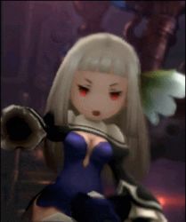 Rule 34 | 1girl, animated, animated gif, blonde hair, bravely default: flying fairy, bravely second: end layer, breasts, cleavage, looking at viewer, lowres, magnolia arch, red eyes, wink