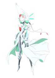 Rule 34 | 1girl, absurdres, armor, armored boots, arms at sides, boots, breastplate, colored skin, coo (bkkm3910), creatures (company), female focus, flat chest, full body, game freak, gardevoir, gauntlets, gen 3 pokemon, glowing, glowing eyes, green hair, green skin, grey footwear, helmet, highres, looking afar, multicolored skin, nintendo, no mouth, pokemon, pokemon (creature), red eyes, short hair, simple background, solo, standing, two-tone skin, white background, white headwear, white skin