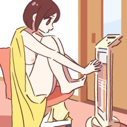 Rule 34 | 1girl, blanket, electric heater, highres, nude, original, tagme