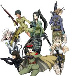 Rule 34 | 10s, 6+girls, adaptive combat rifle, akitsu maru (kancolle), akitsushima (kancolle), assault rifle, atago (kancolle), camouflage, camouflage pants, colt commando, cross, eotech, fn 40gl, fn eglm, fn scar, gewehr 43, gloves, grenade launcher, gun, gun sling, handgun, hatsuyuki (kancolle), headgear, headset, helmet, highres, iron cross, kantai collection, kinugasa (kancolle), load bearing vest, long hair, m1911, m4 carbine, mauser c96, military, military operator, military uniform, modular weapon system, mogami (kancolle), mossberg 500, multiple girls, mutsu (kancolle), muzzle device, nachi (kancolle), pants, pistol, pump action, rifle, shotgun, simple background, transforming weapon, under-barrel configuration, underbarrel grenade launcher, uniform, vertical forward grip, weapon, wolf (raidou-j)